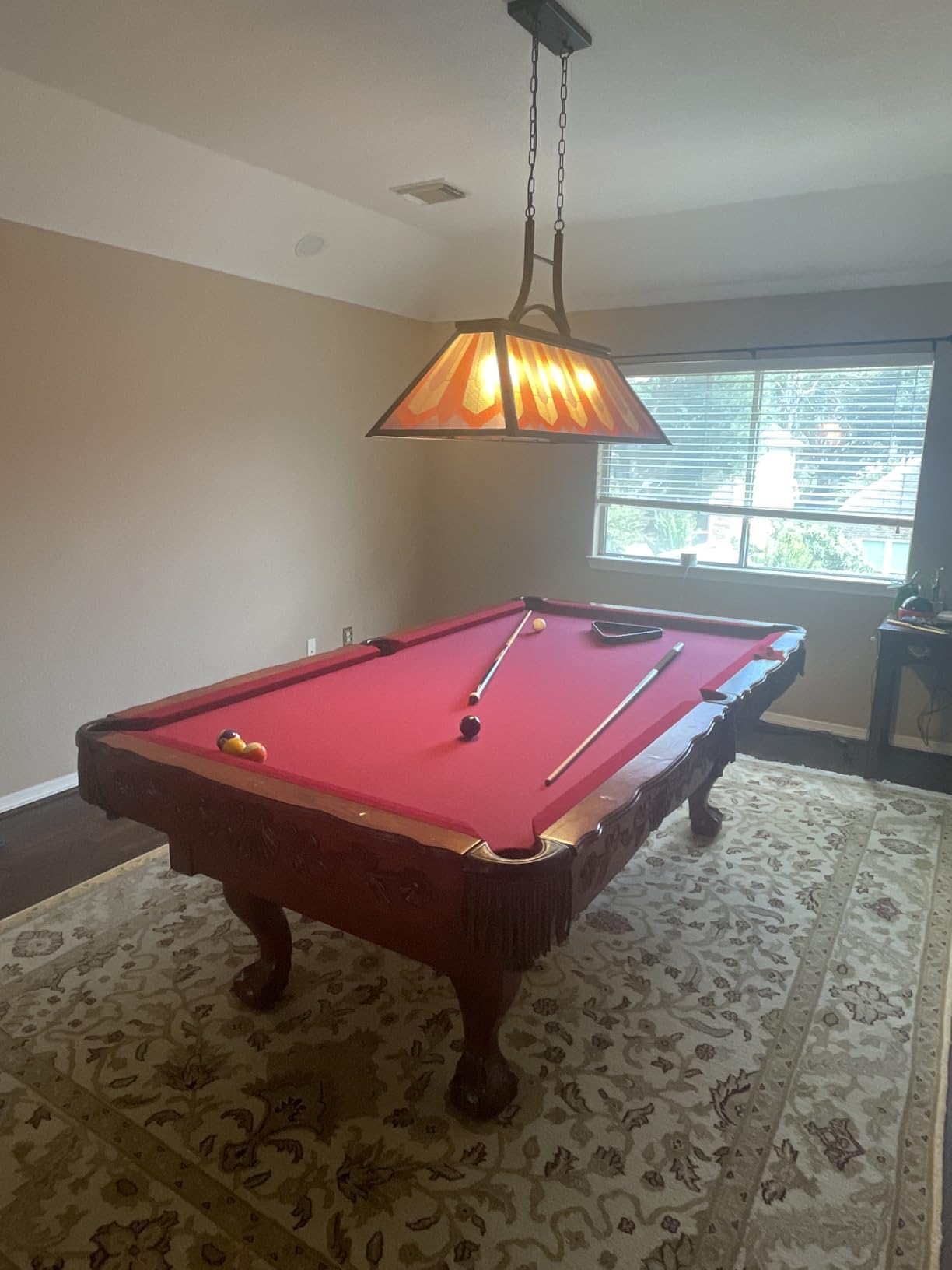 Wellmet Tiffany Style Pool Table Lamp Hanging, Billiards Light for Game Room 7' 8' 9' Pool Table, 3-Light Vintage Chandelier Lighting Fixture for Snooker Man Cave Club Kitchen Island Bar customer photo 2