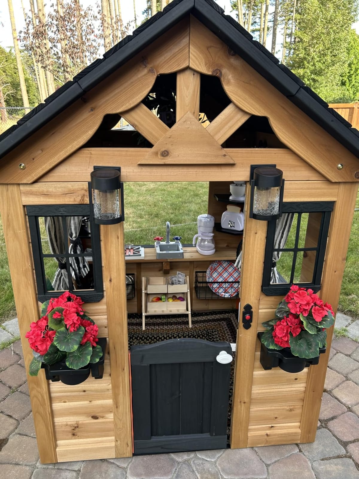 Backyard Discovery Sweetwater Cedar Wooden Kids Playhouse Cottage with Play Kitchen, Snack Bar, Half Door, Working Doorbell customer photo 2