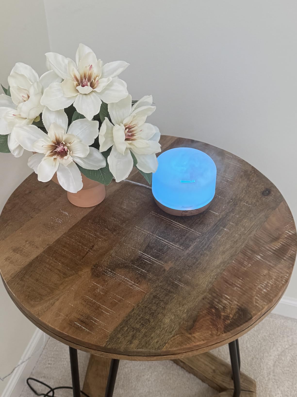 Homeweeks 300ml Essential Oil Diffuser, Quiet Aromatherapy Mist Diffusers for Essential Oils, Wood Grain, Ultrasonic, Remote Control, Timer, 7 Colors Light for Bedroom (300ml) customer photo 2