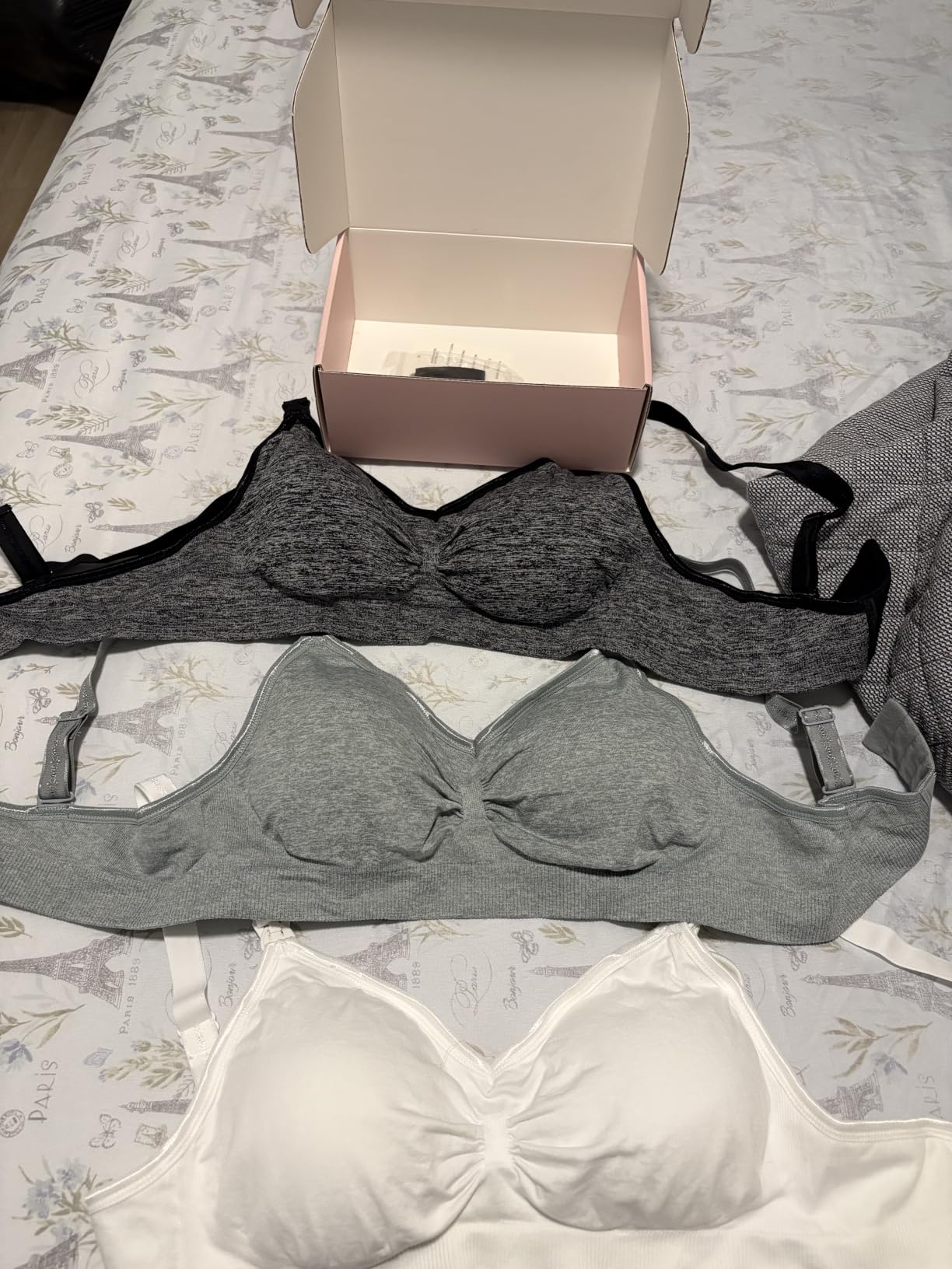 Angelhood Womens Seamless Sleep Nursing Bra,Breastfeeding Maternity Bra with Remove Bra Pads Extenders Pack of 3 customer photo 1