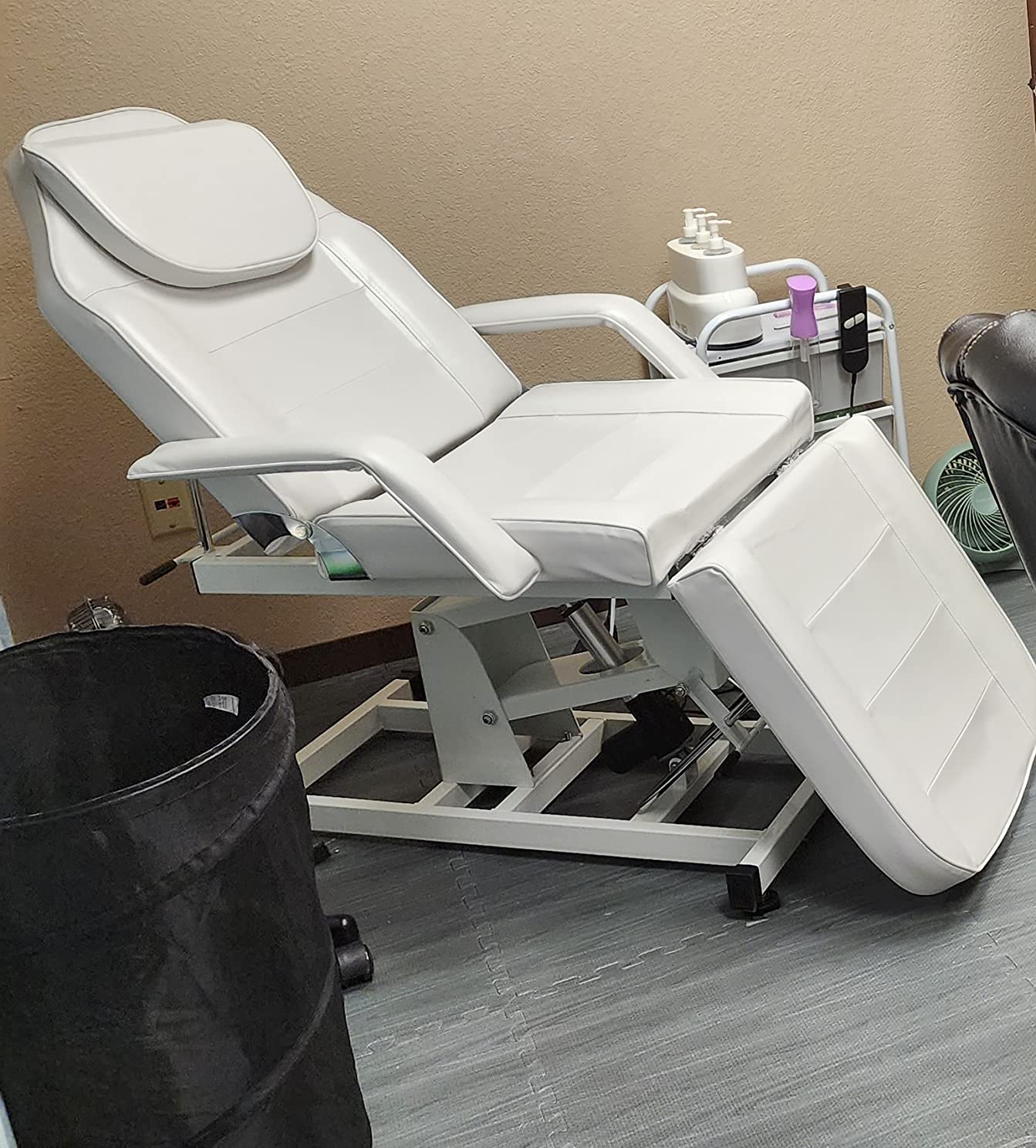 BarberPub Electric Height Adjustable Tattoo Chair Massage Bed Black 0100 | 400 lbs cap, PVC leather, remote electric lift, manual back/leg adj, facial hole headrest, auto lock esthetician spa customer photo 1