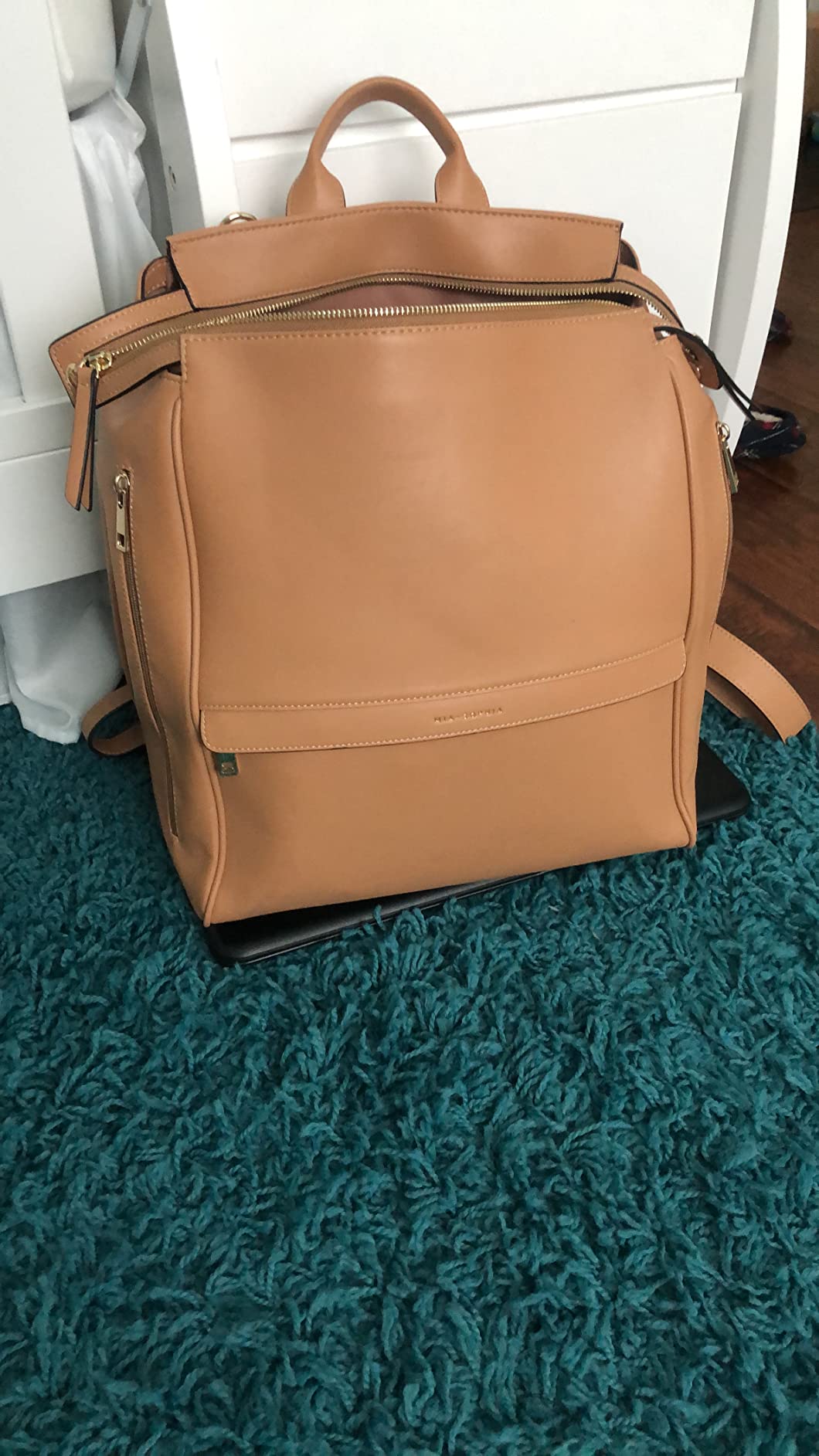 MIA + SOPHIA Leather Diaper Bag Backpack with USB Charging port, Changing Pad, Stroller Straps (Black Mia) customer photo 1