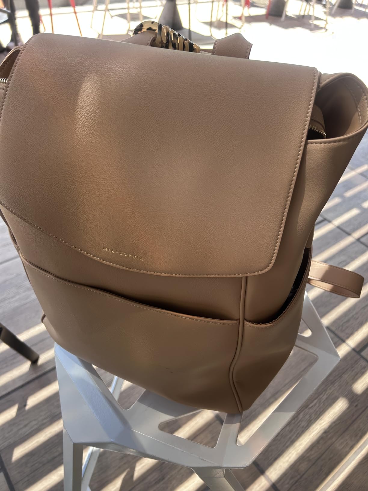 MIA + SOPHIA Leather Diaper Bag Backpack with USB Charging port, Changing Pad, Stroller Straps (Black Mia) customer photo 2