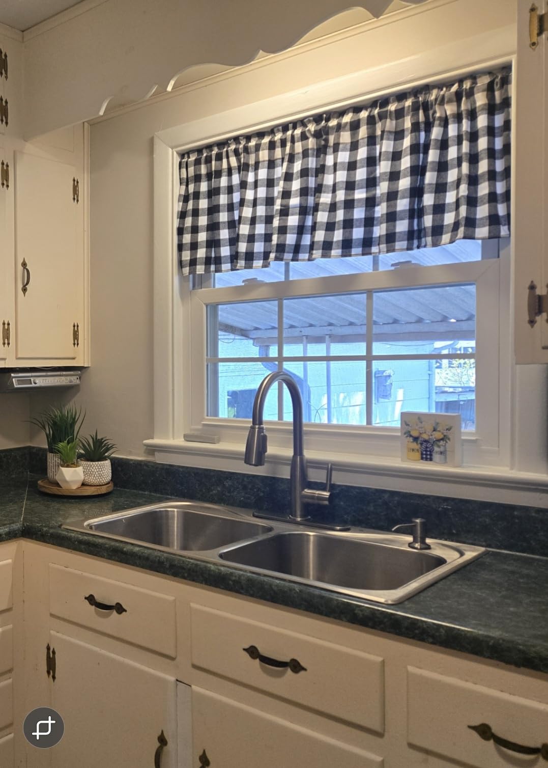 WOSIBO 2 Pack Buffalo Check Plaid Window Valances White and Black Farmhouse Design Window Treatment Decor Curtains Rod Pocket Valances for Kitchen/Living Room 16
