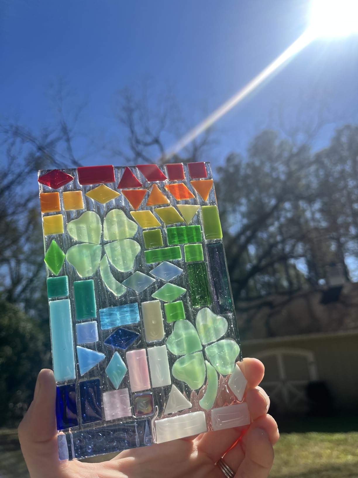 Lanyani 1600 Pieces/2.2 Pounds Vibrant Mixed Glass Mosaic Tiles for Crafts Cathedral Stained Glass Pieces - Assorted Colors and Shapes-Great Value Pack, Opaque customer photo 1