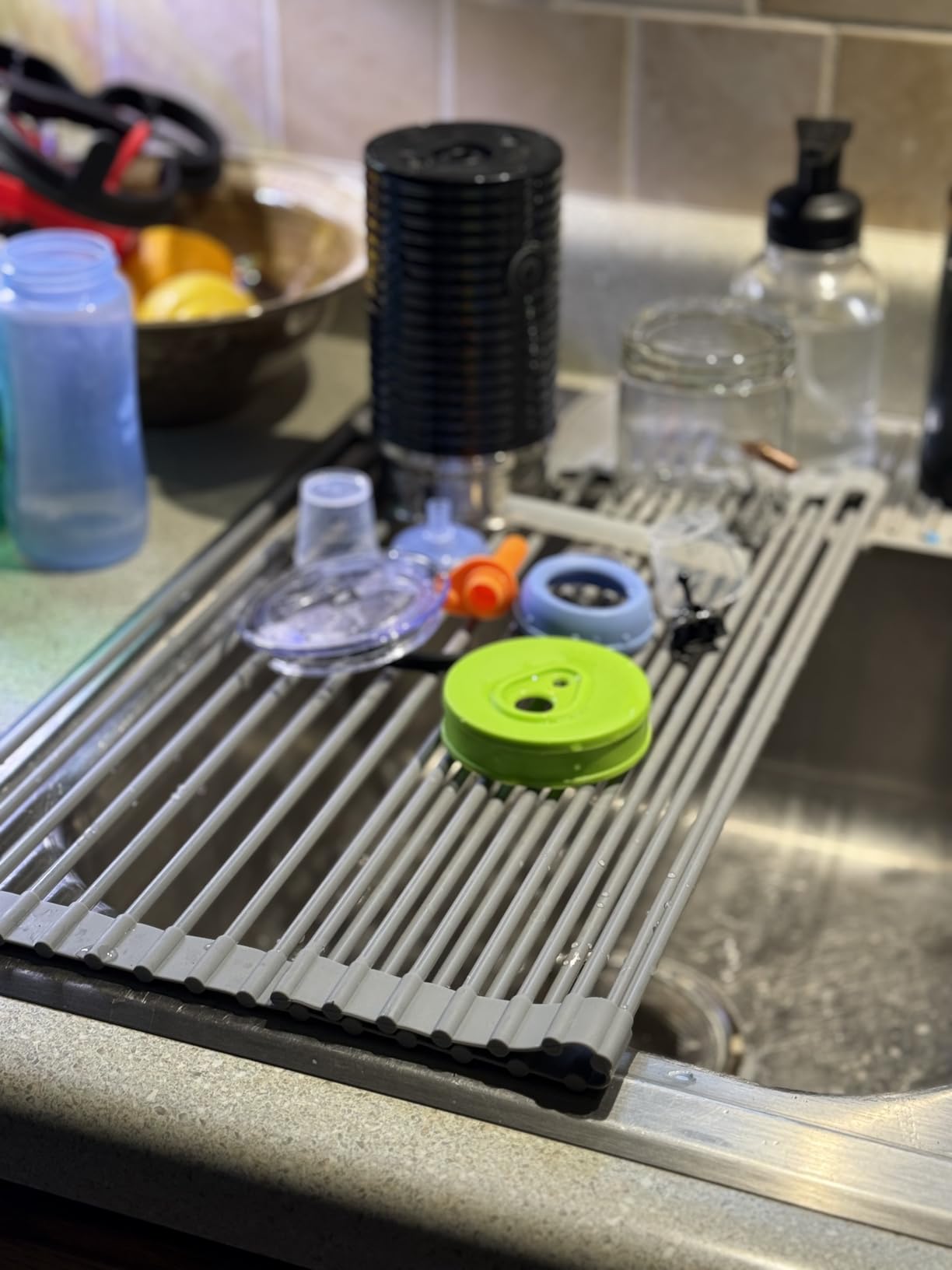 Ohuhu Over Sink Dish Drying Rack Silicone Wrapped 17.6