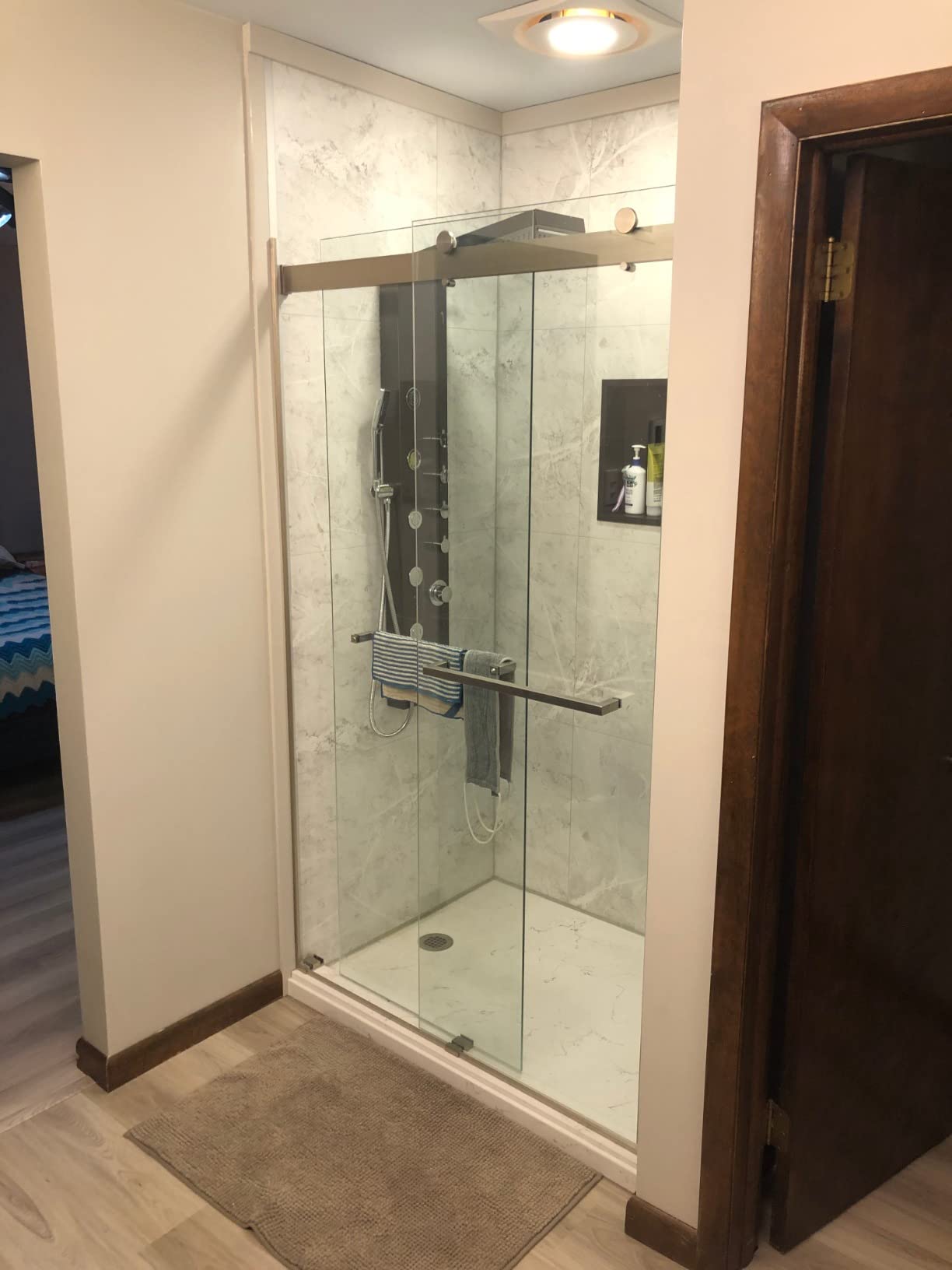ROVOGO Shower Panel Tower System - Use 4 Shower Modes at the Same Time | Rainfall Waterfall Shower Head, 5 Body Jets & 3-Setting Handheld, Stainless Steel Brushed Shower Column W/ Brass Valves, 50