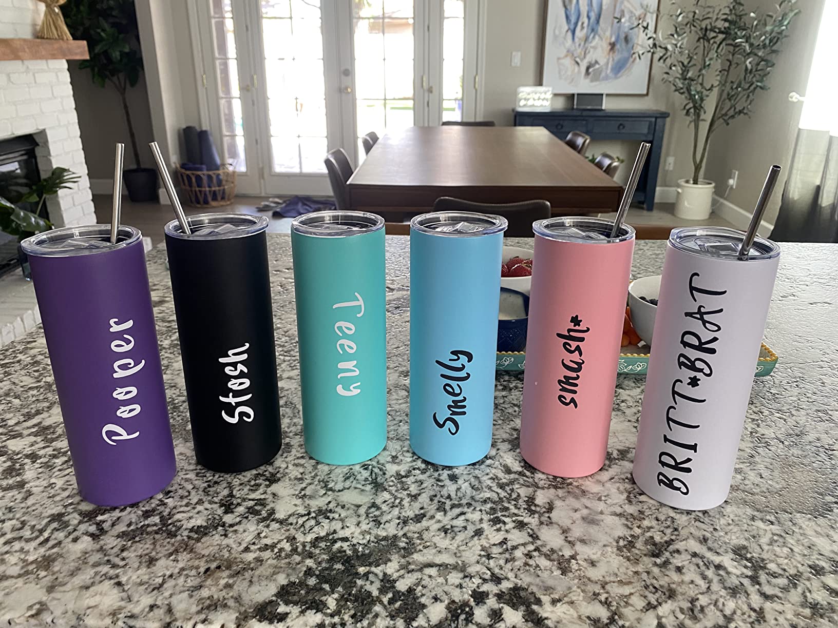 6 Pack Stainless Steel Skinny Tumbler, 20 OZ Double-Insulated Water Tumbler Cup with 6 Straw and 3 Brush, Vacuum Travel Mug Gift for Hot Cold Drinks with Cleaning (Assorted Colors) customer photo 2