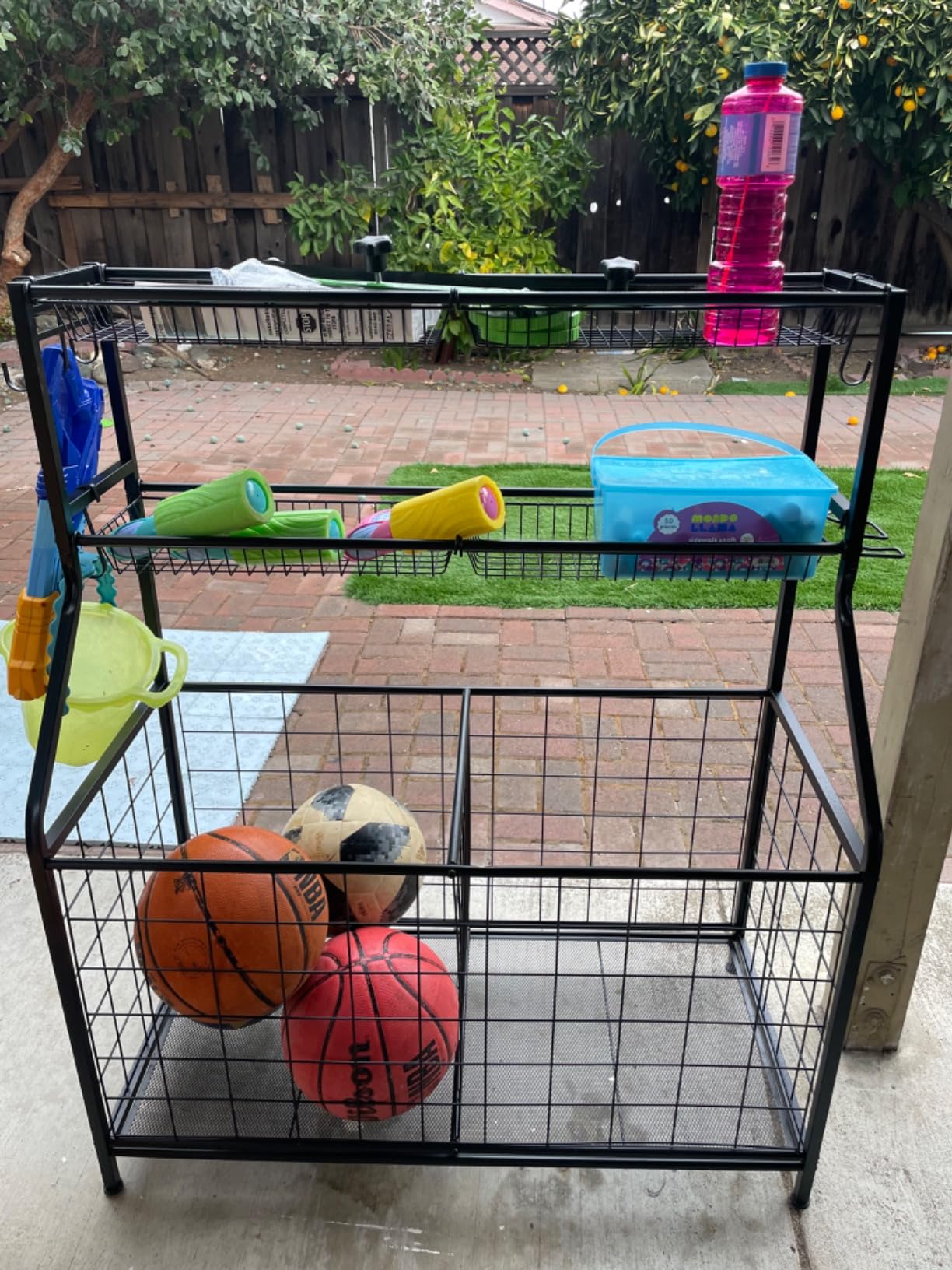 Kinghouse Sport Equipment Organizer for Garage, Steel Basketball Rack with Bat Holder and Hooks customer photo 2