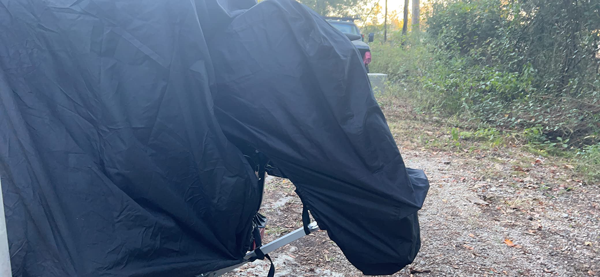 Outboard Motor Cover, Waterproof, Fits up to 250-350 HP, Black | 600D waterproof fabric, windproof strap for towing, elastic hem for snug fit, zipper drawstring closure easy to install customer photo 2