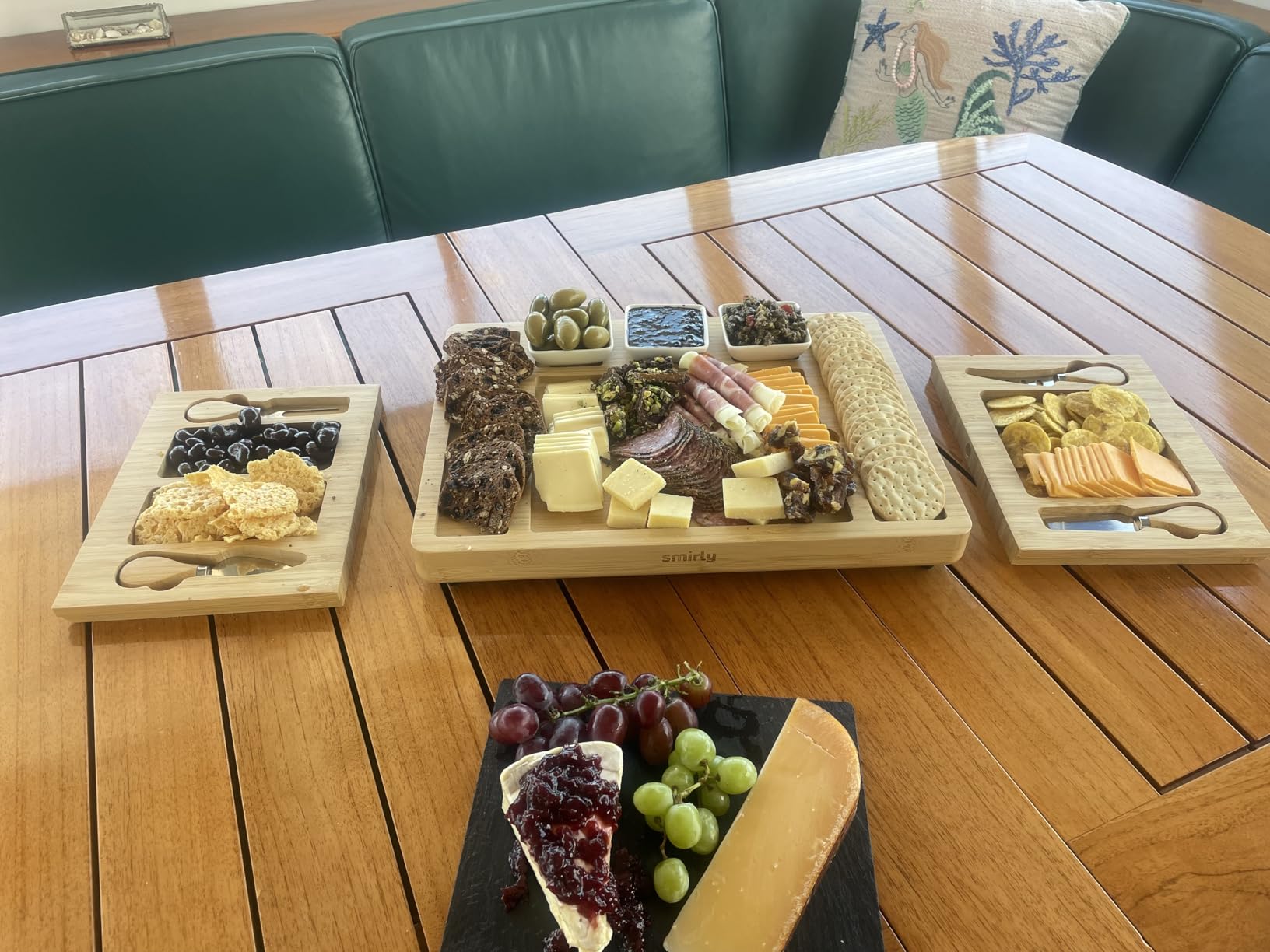SMIRLY Bamboo Charcuterie Board Set with Cheese Knives, Serving Accessories | Housewarming and Wedding Gift with Hidden Storage, Ideal for Movie Nights, Family Gatherings and Entertaining Guests customer photo 1