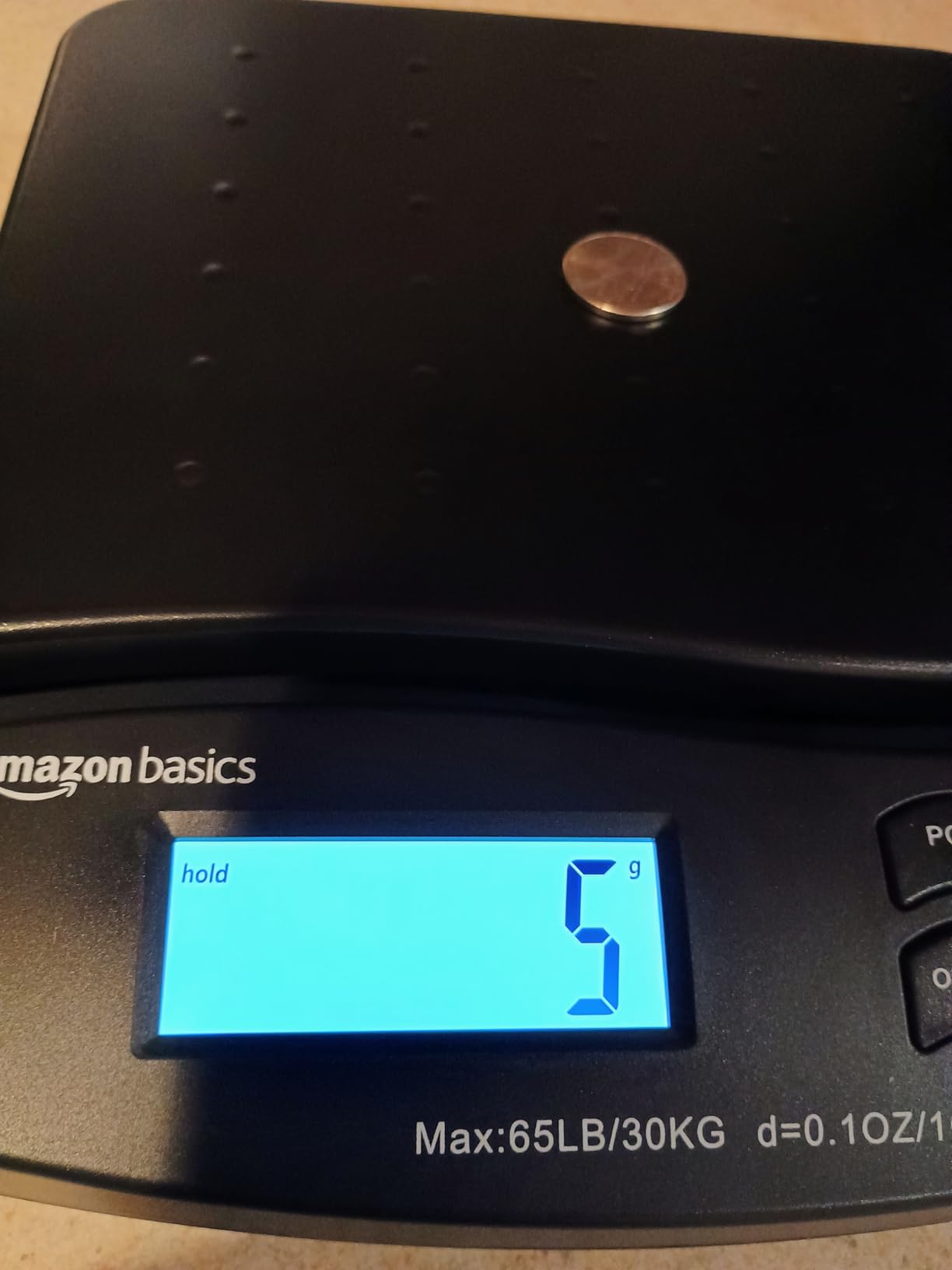 Amazon Basics Digital Postal Shipping Scale with Tare Function, AC Adapter, 65 lb Capacity, 0.1 oz Readability, LCD Display, Black customer photo 2
