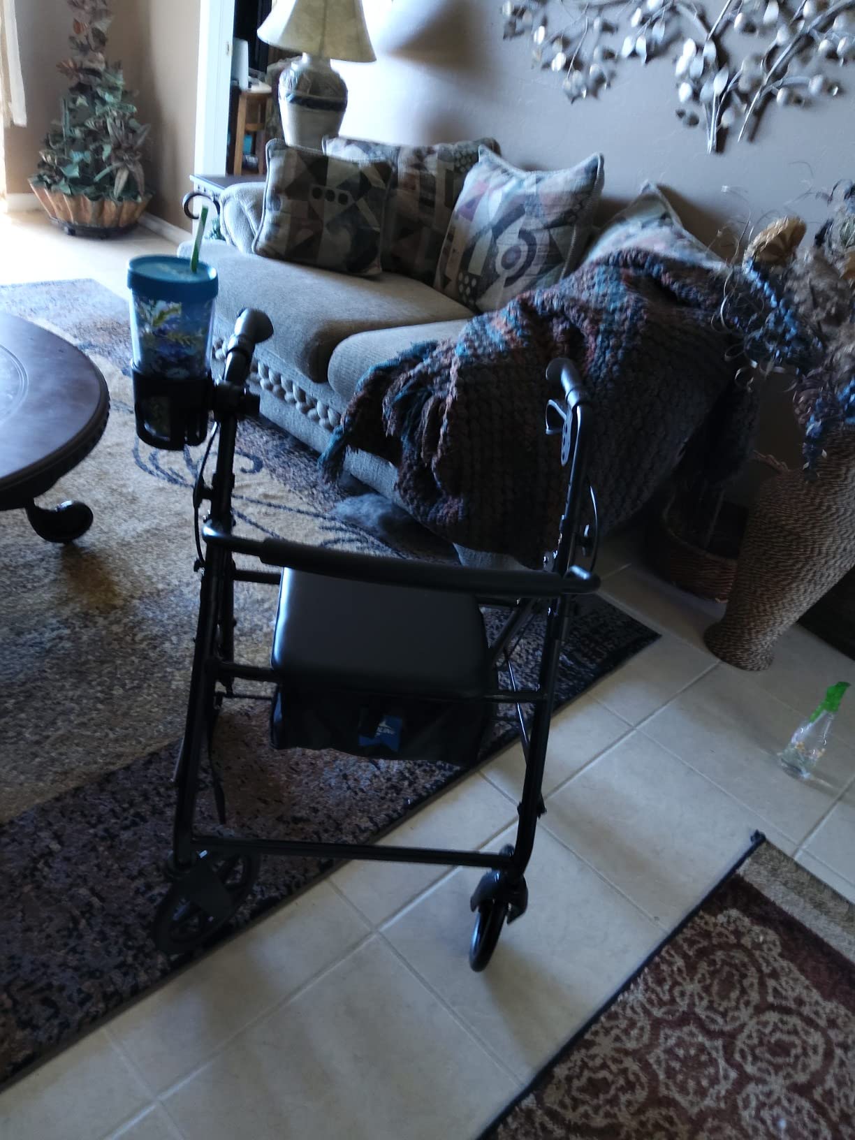 Medline Aluminum Rollator Walker, Burgundy, 300 lb. Weight Capacity, 8” Wheels, Adjustable Height Handle, Padded Seat & Backrest, Rolling Walker for Seniors and Mobility Impaired customer photo 1