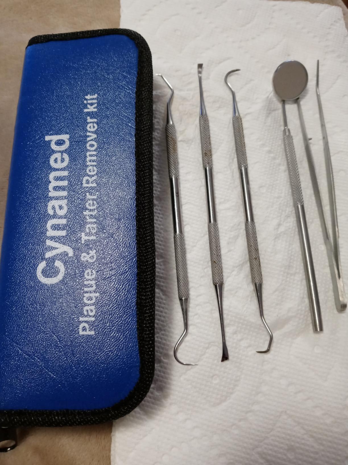 Dental Hygiene set of 5-Stainless Steel Tarter Scraper/Scaling Remover, Dental Toothpick, Mouth Mirror Scaler Tweezer For Calculus & Tartar Removal-Dentists Set is Ideal for Personal Use & Pet Friendly customer photo 2