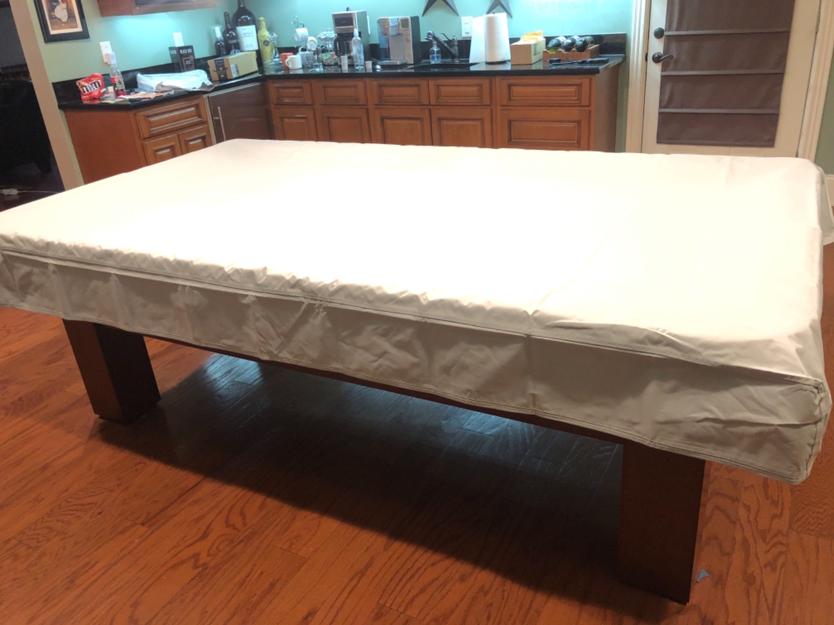 Pool Table Cover 8 feet, Heavy Duty 600D Canvas with Vinyl, with Fixed Buckle | 8 foot Billiard Table Covers, Tear-Resistant Scratch-proof, Waterproof Dust proof, Pooltable Cover-100Lx56Wx8H Inch customer photo 2