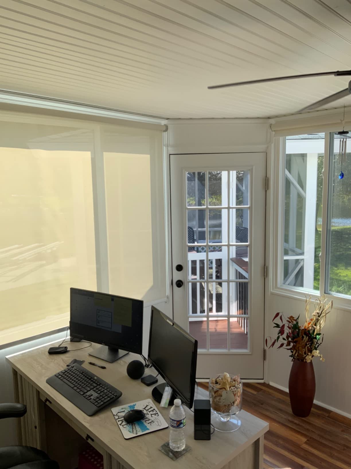 LETAU Solar Cordless Window Shades Blinds, Upgrade Light Filtering UV Protection, Flame Retardant, Water Proof, White, Window Roller Shades customer photo 1