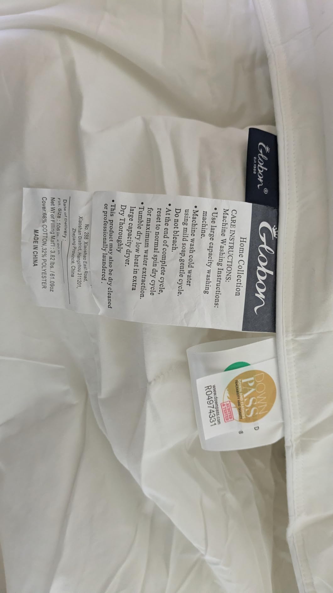 Globon Goose Down Comforter King Size, 800 Fill Power, All Season, White | Luxury Goose Down Duvet Insert, Medium Weight, Ultra Soft 420 Thread Count Noiseless Shell, 8 Corner Tabs, 106x90 inches customer photo 1