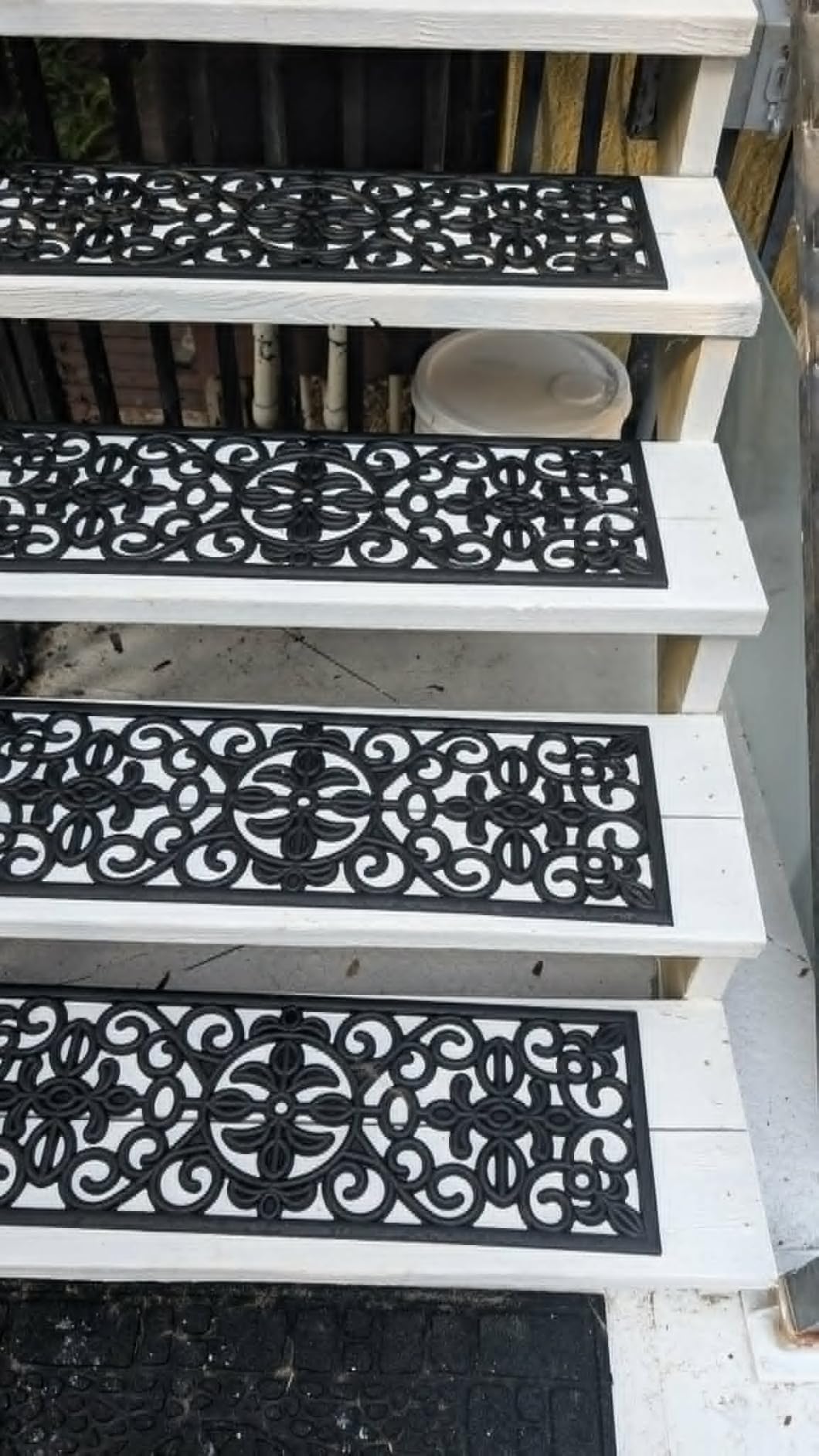Ottomanson Outdoor Rubber Stair Treads - Scroll Latice Heavy-Duty Non-Slip Stair Mats - Best Grip on Concrete, Brick & Textured Step - Fastening Recommended for Wooden & RV Steps, Pack of 5 customer photo 1