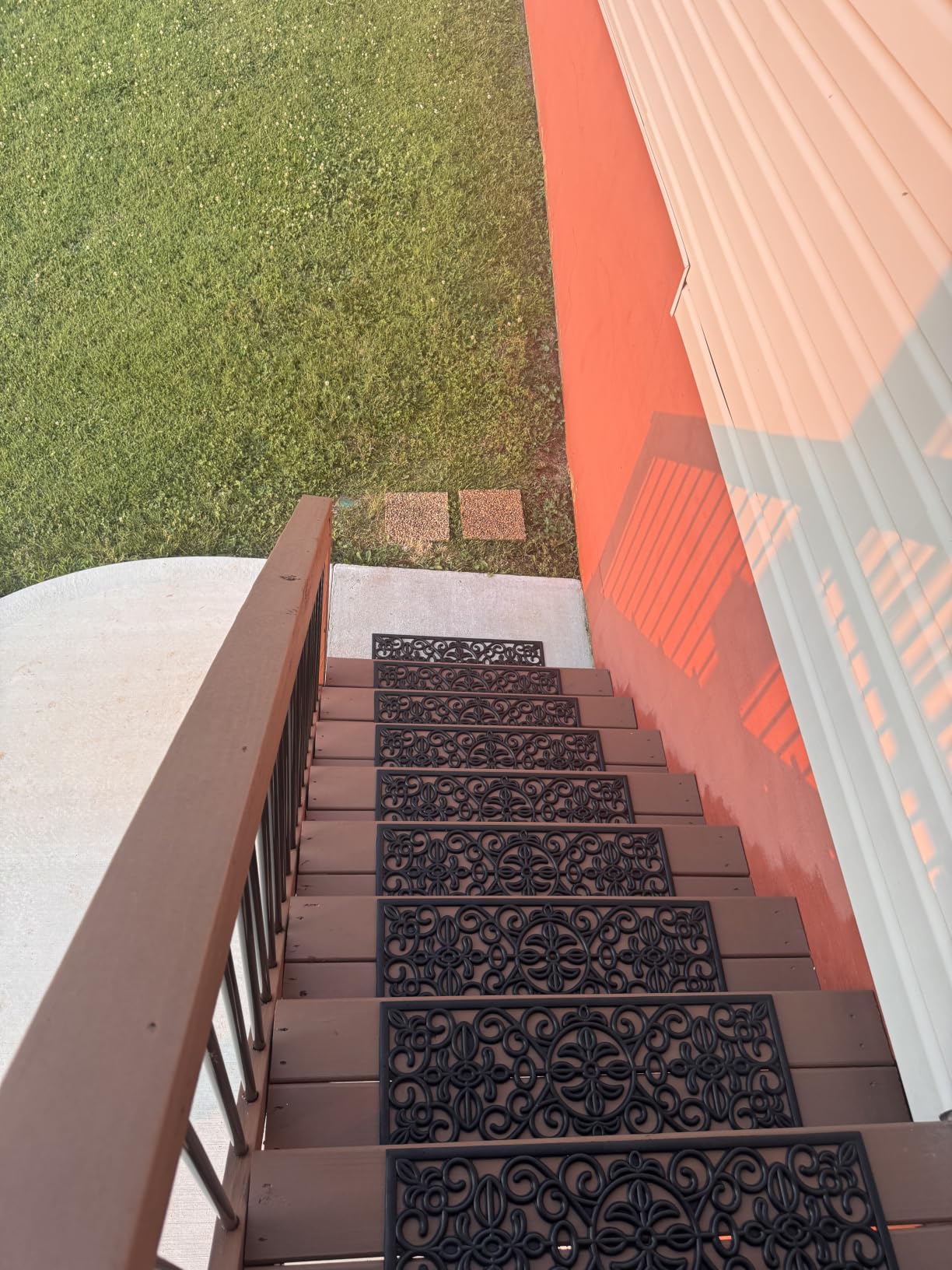 Ottomanson Outdoor Rubber Stair Treads - Scroll Latice Heavy-Duty Non-Slip Stair Mats - Best Grip on Concrete, Brick & Textured Step - Fastening Recommended for Wooden & RV Steps, Pack of 5 customer photo 2