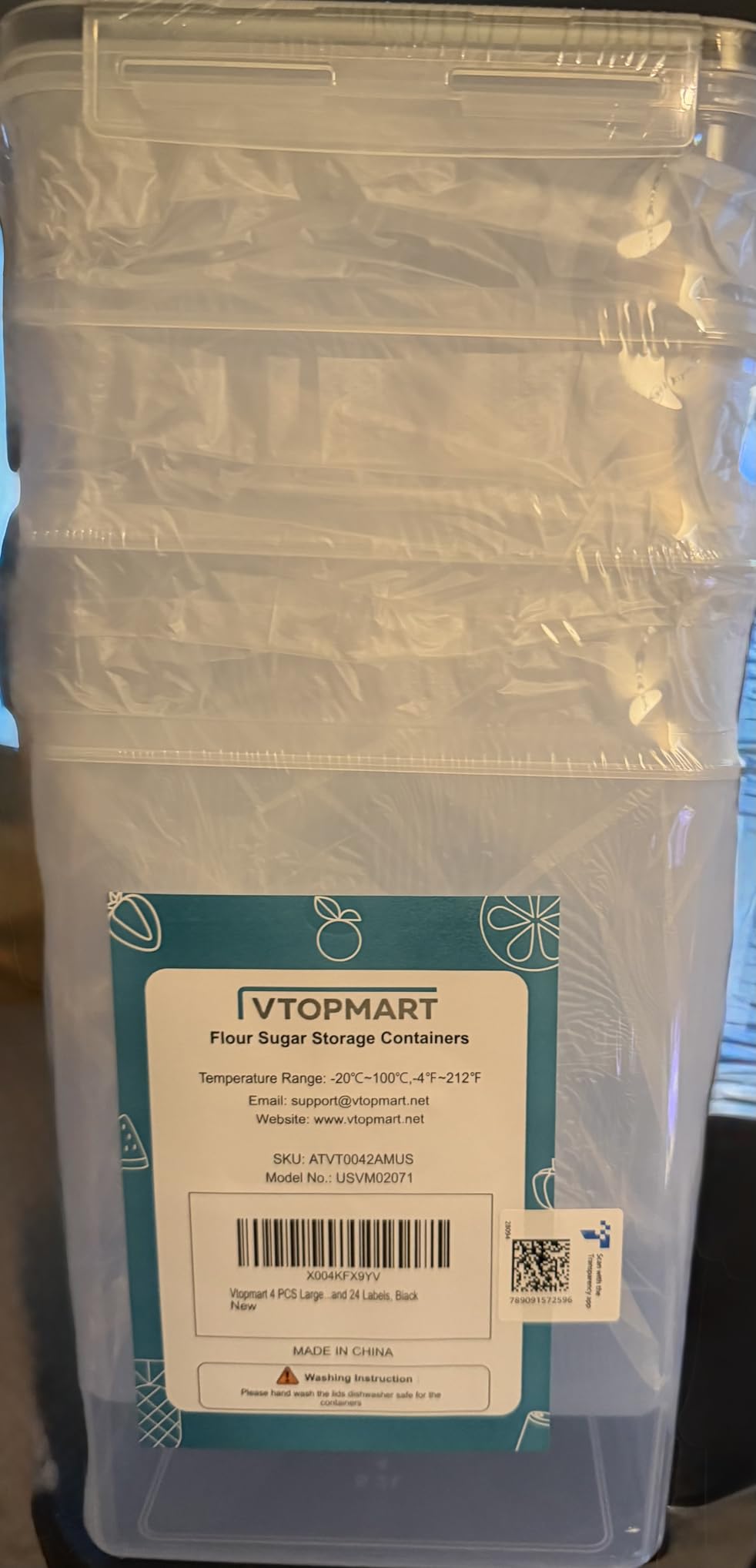 Vtopmart 5.2L Flour Sugar Storage Containers, 4 PCS, Black | For Bulk Flour and Sugar Storage, Airtight Seal, Multiple Sizes, BPA Free, Food Grade Material, Dishwasher Safe (Not Lids) customer photo 2