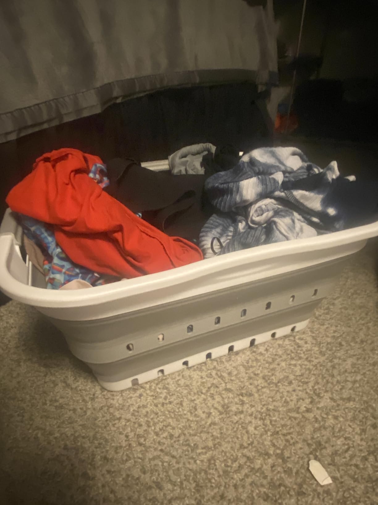 SAMMART 42L (11 gallon) Collapsible Plastic Laundry Basket - Foldable Pop Up Storage Container/Organizer - Space Saving Hamper/Basket (1, White/Grey) customer photo 2