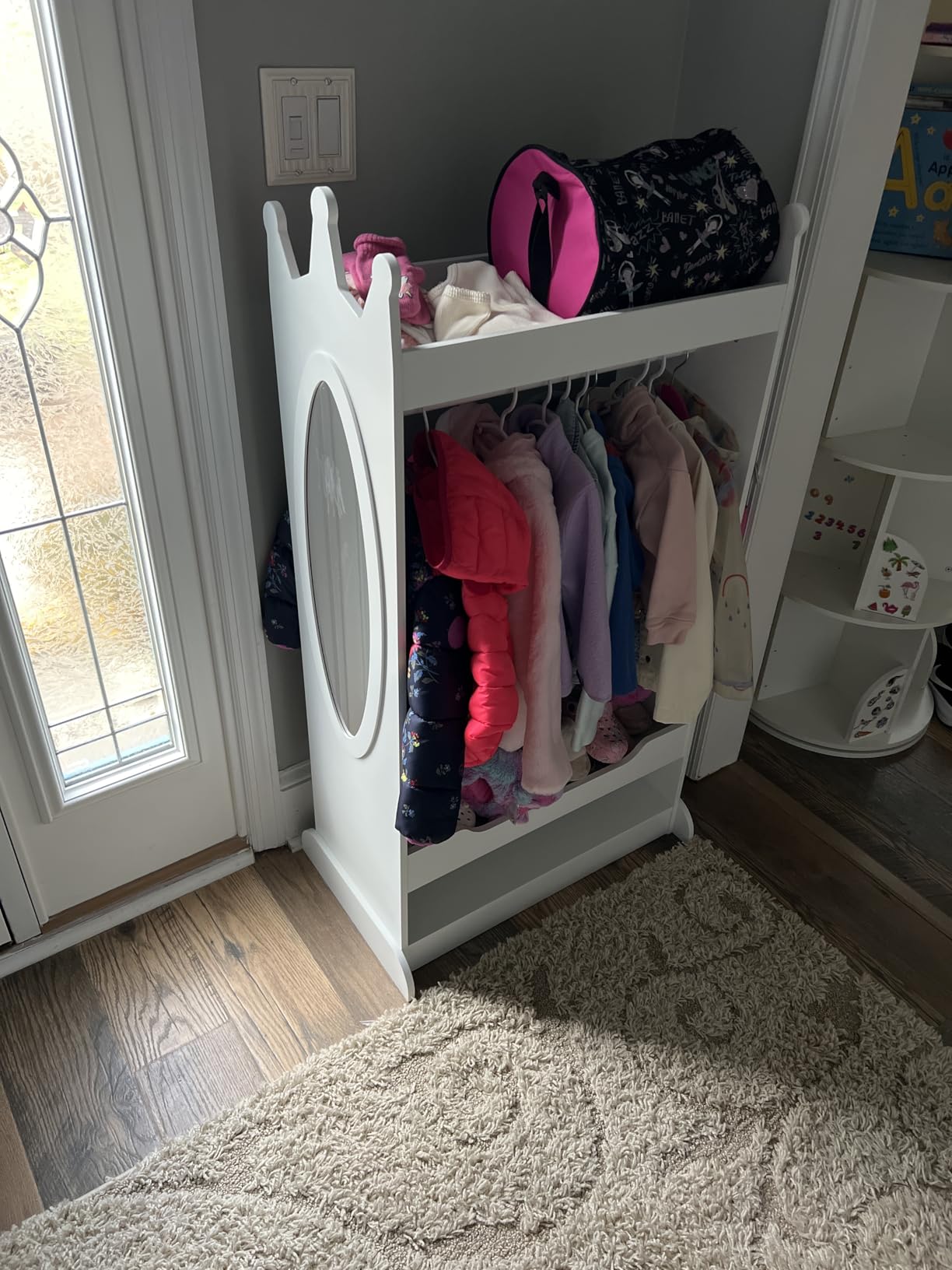 UTEX Kids Dress up Storage with Crown-Shaped Top and Mirror | Open Hanging Armoire Closet, Kids Wardrobe Closet, Wide Feet, Safety Acrylic Mirror, Water-based Paint customer photo 2