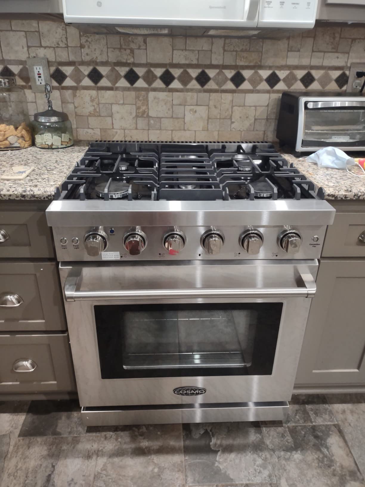 30 in. Haven Coll 4.8 cu ft 5 Burner Gas Range, Convection, Stainless Steel | Cosmo COS-EPGR304 Convection Oven, Knob LED Indicators, Mirror Finished Knobs, Storage Drawer, Liquid Propane Convertible customer photo 1
