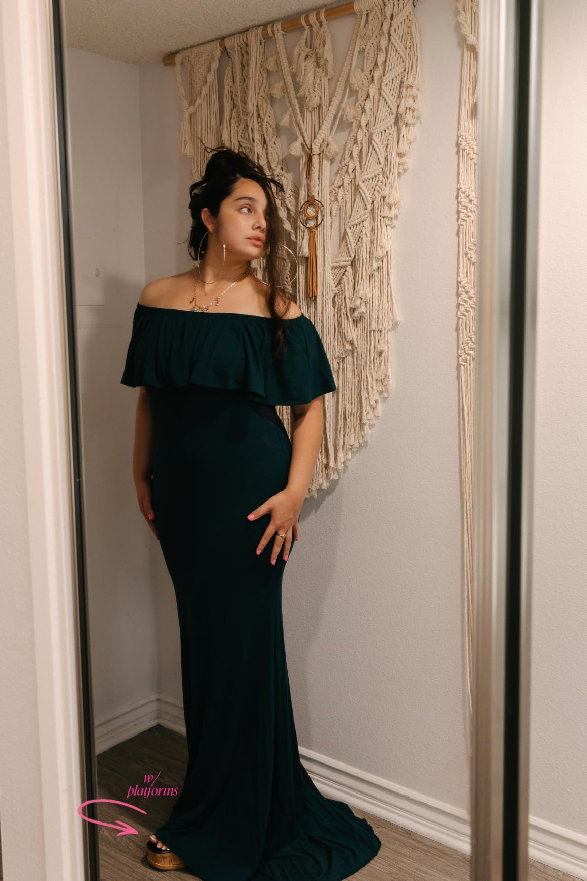 Glampunch Off Shoulder Maternity Dress for Photoshoot Baby Shower Dress customer photo 1