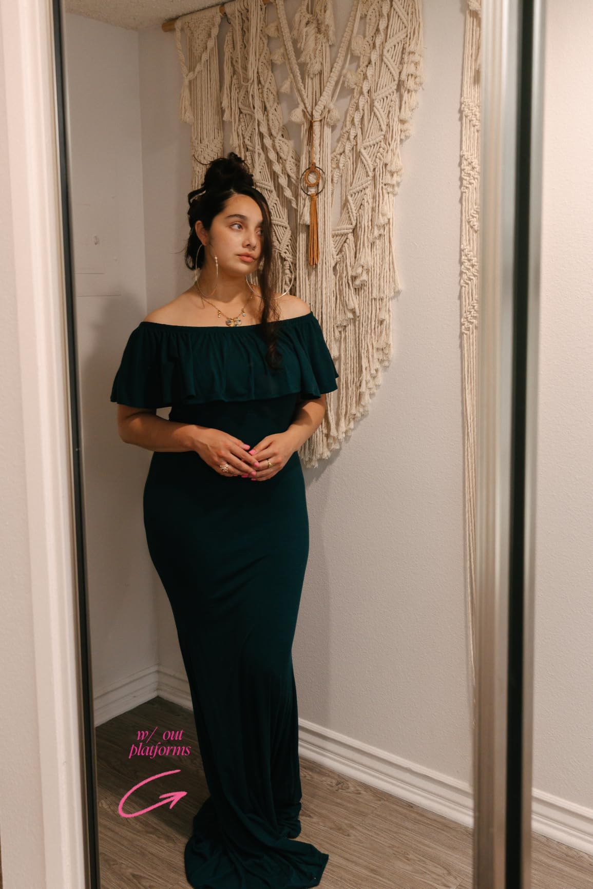 Glampunch Off Shoulder Maternity Dress for Photoshoot Baby Shower Dress customer photo 2
