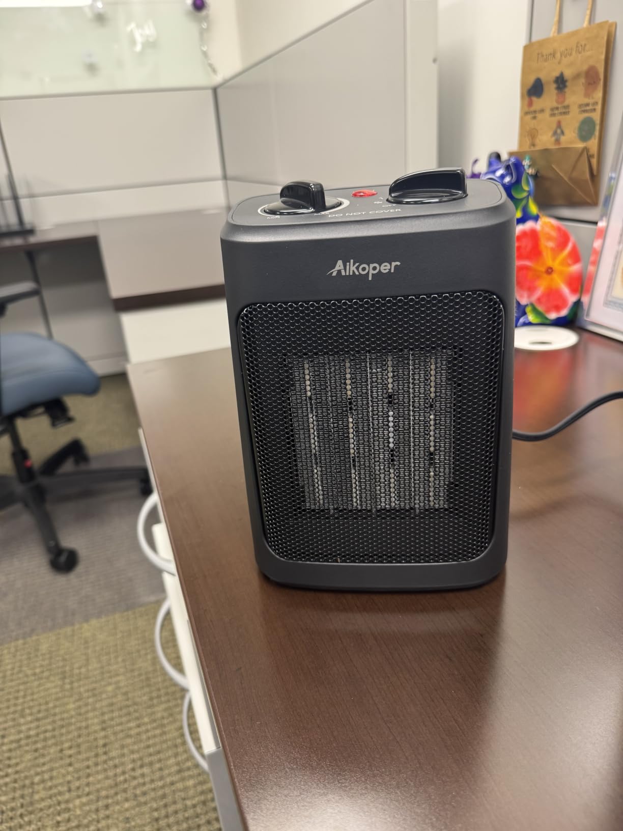 Space Heater, 1500W Electric Heaters Indoor Portable with Thermostat | PTC Fast Heating Ceramic Room Small Heater with Heating and Fan Modes for Bedroom, Office and Indoor Use customer photo 1