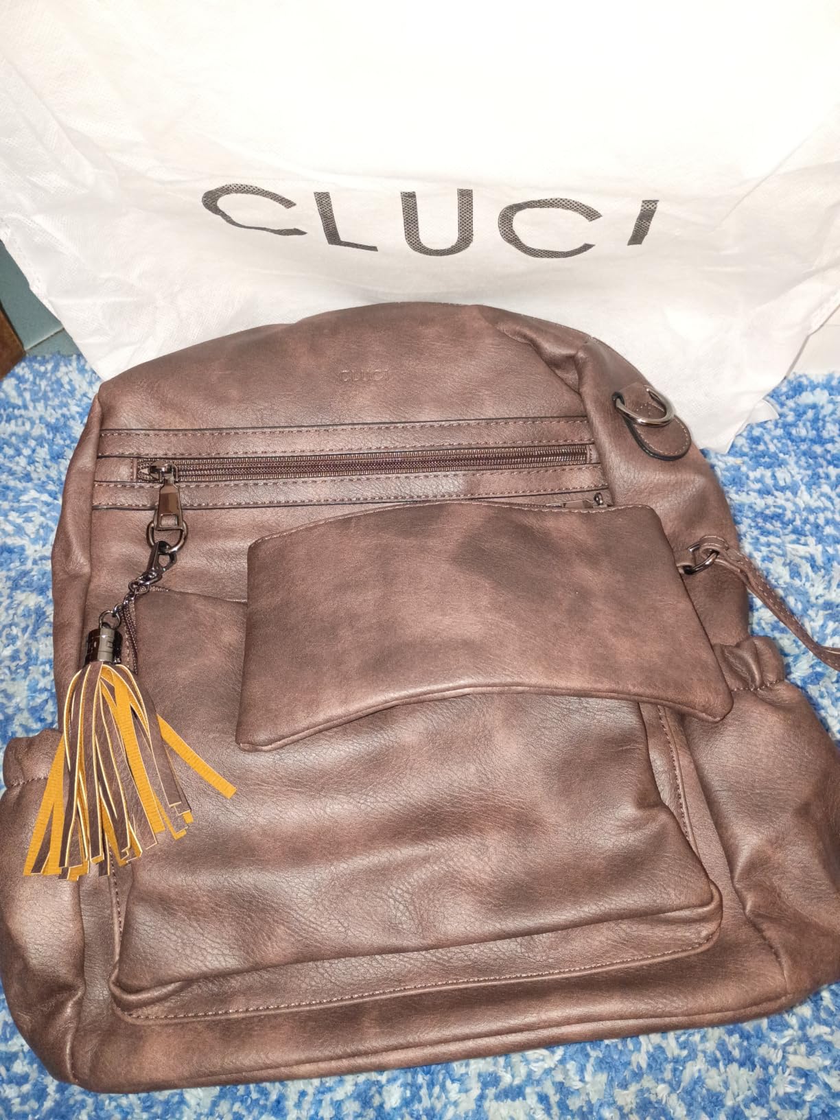 CLUCI Backpack Purse for Women Travel Backpack Large Leather Fashion Designer Lady Shoulder Bag with Tassel Brown customer photo 1