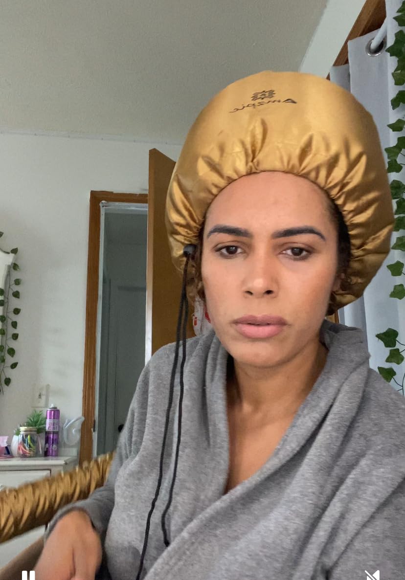Bonnet Hood Hair Dryer Attachment - Soft, Adjustable Extra Large Bonnet Hair Dryer for Speeds Up Drying Time at Home, Easy to Use for Styling, Curling and Deep Conditioning (Black) customer photo 2