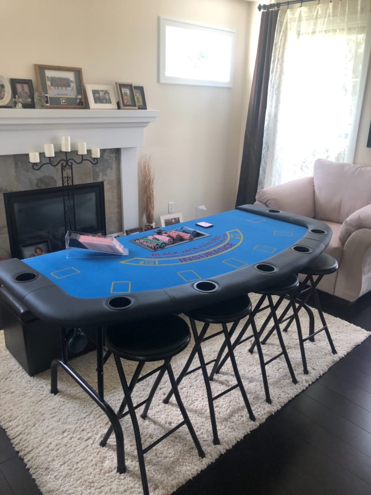 Soozier Poker Table Foldable Blackjack Table for 7 Players 72
