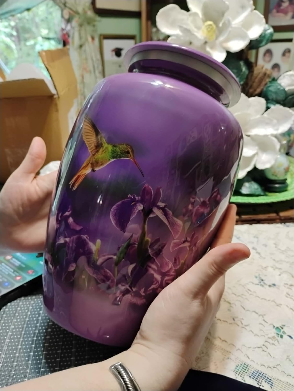 Trupoint Memorials Urns for Human Ashes Adult Female and Male, Decorative Burial Urn, Funeral Cremation Urns for Women and Men - Large Hummingbird customer photo 2