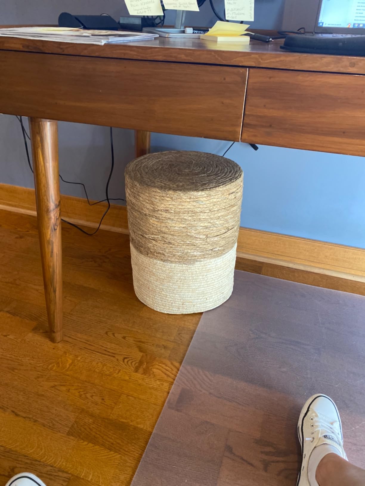 Wimarsbon Ottoman Poufs, 100% Natural Seagrass Pouffe, Hand Weave Round Footstool with Wood Frame, Sitting Braided Footrest, Home Boho Decorative Seat, Accent Chair for Living Room, Bedroom customer photo 1