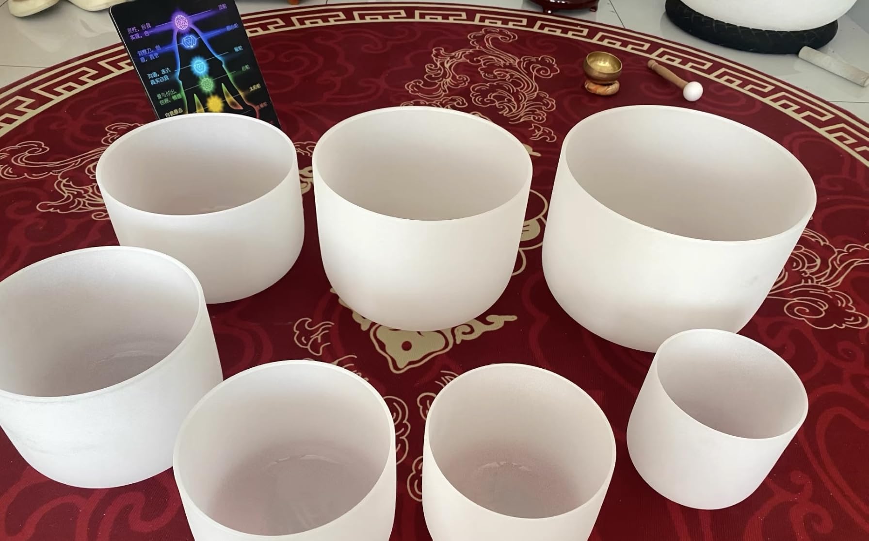 RYAN DVAN 432Hz 7-12 Inch Crystal Singing Bowl Set of 7 | Frosted Quartz Singing Bowls with Carrying Cases for Sound Bath, Sound Therapy, Meditation, Yoga & Chakra Balancing customer photo 1