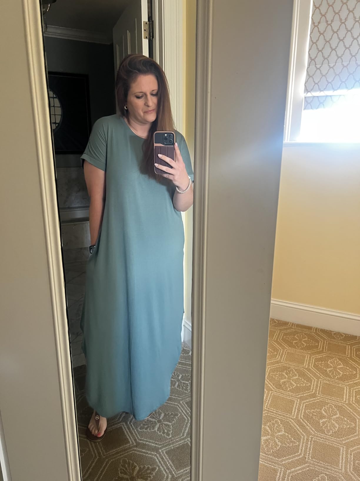 ANRABESS Womens Summer Maxi Dress Short Sleeve Casual Loose Long T Shirt Dresses Split Vacation Beach Sundress Travel Outfits customer photo 2