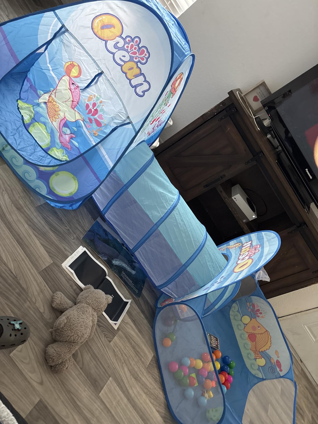 PigPigPen 3 in 1 Kids Play Tent with Tunnel, Ball Pit, Basketball Hoop for Boys & Girls, Toddler Pop Up Playhouse Toy Baby Indoor/Outdoor, Gift Year Old Child (3 Tent) customer photo 2