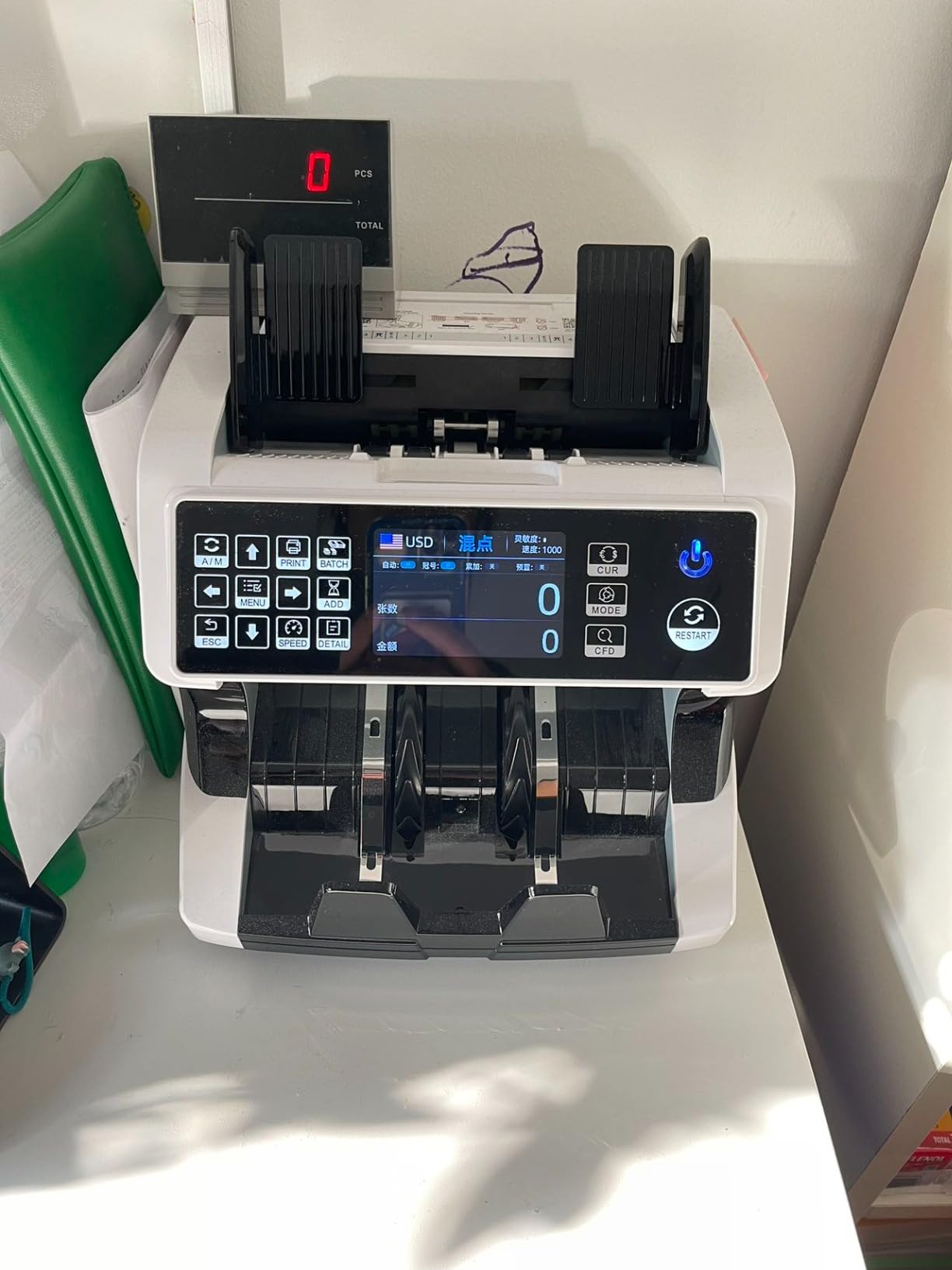 MUNBYN IMC01 Bank Grade Money Counter Machine Mixed Denomination, 2CIS/UV/IR/MG/MT Counterfeit Detection, Serial Number, MUL Currency Cash Counter, Printer Compatible, 2Y Warranty (White) customer photo 2