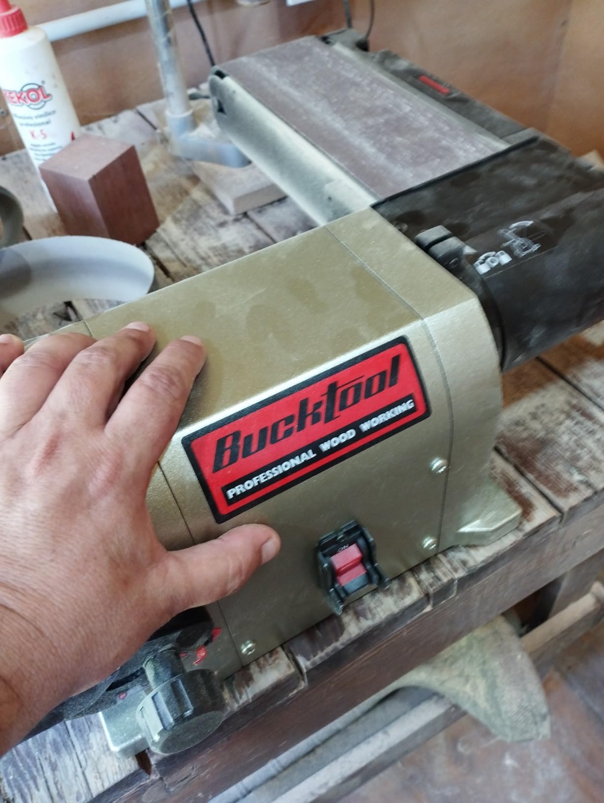 BUCKTOOL Bench Belt Disc Sander for Woodworking, 4x36