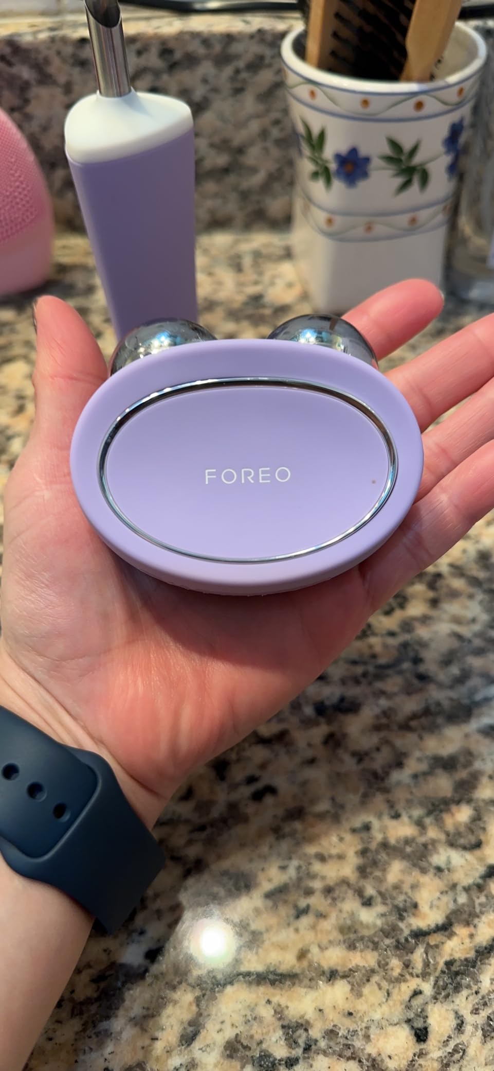 FOREO Bear Microcurrent Facial Device - Face Sculpting Tool - Instant Face Lift - Firm & Contour - Non-Invasive - Increases Absorption of Facial Skin Care Products - Fuchsia customer photo 2