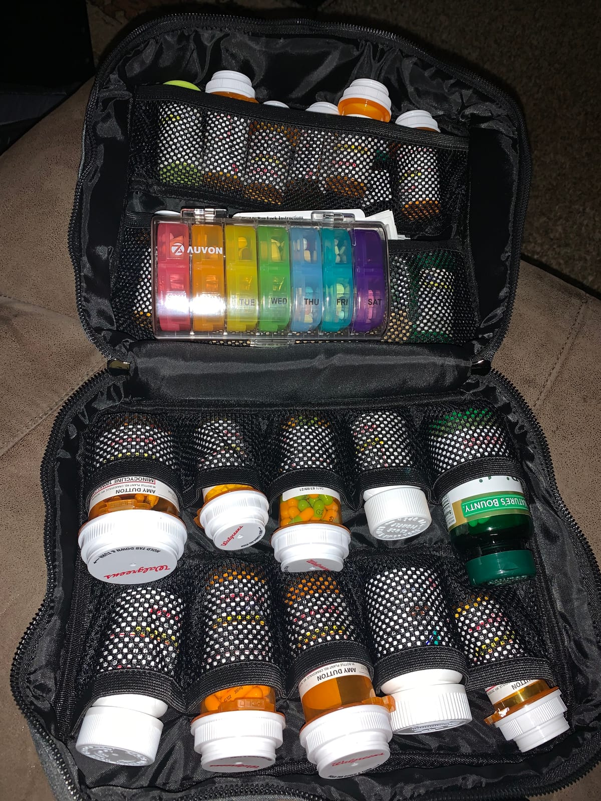 Kaddy Large Medicine Bag, Secure, Padded, Pill Organizer Box, Case for Bottles of Medicine or Supplements; Storage; Toiletry; 3 Digit Lock, Grey customer photo 1