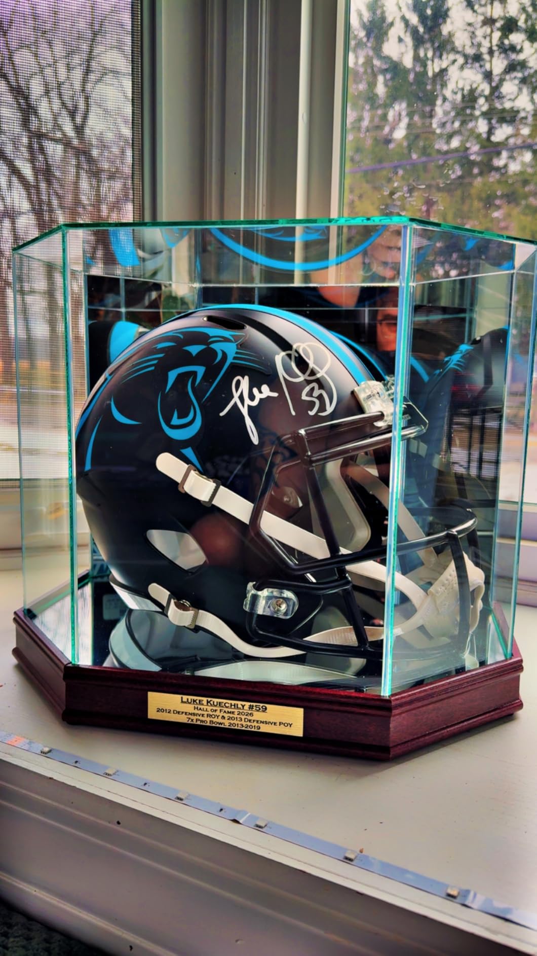 Football Helmet Display Case - Octagon with Sport Moulding (Sport Cherry) customer photo 1