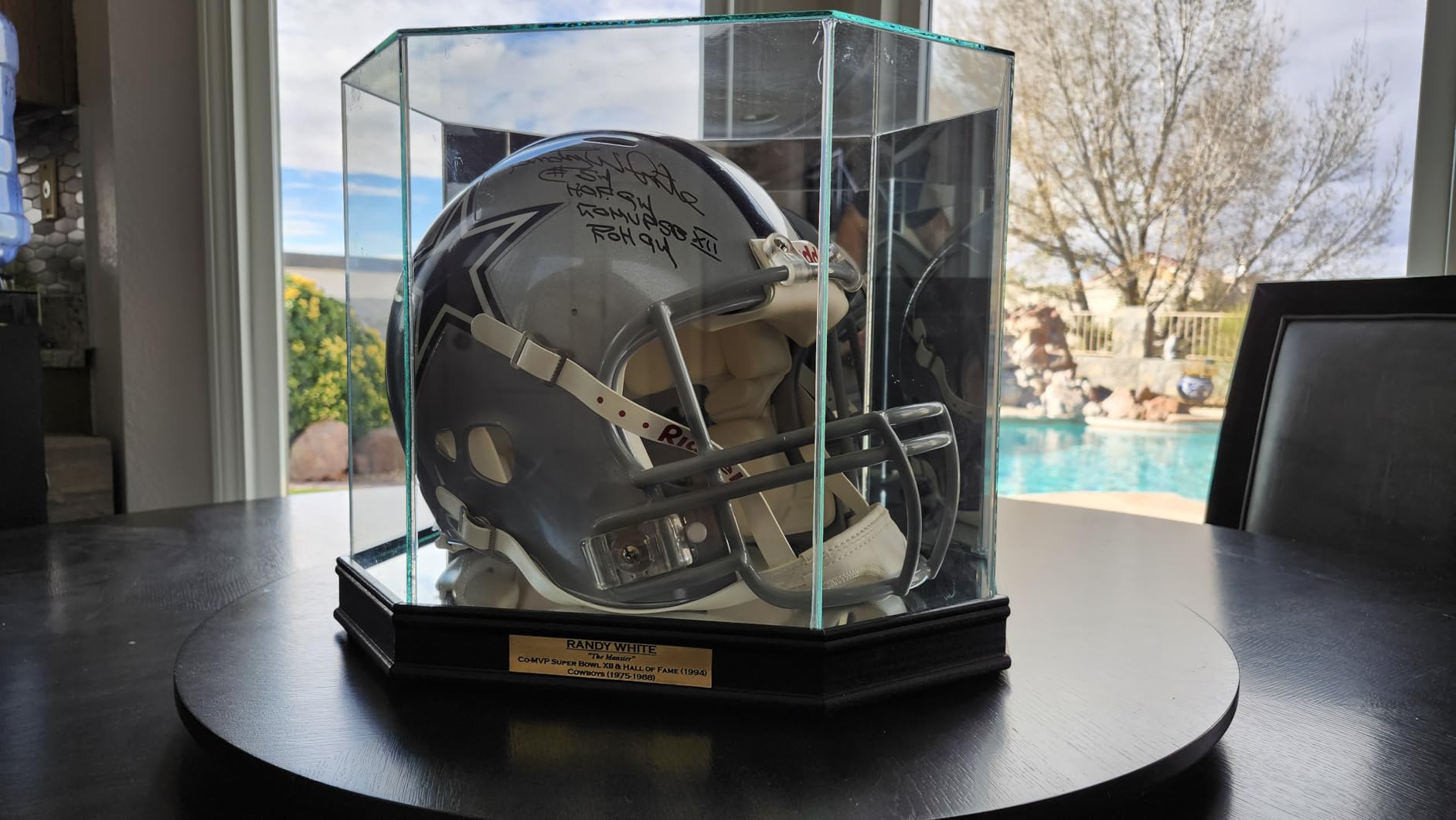 Football Helmet Display Case - Octagon with Sport Moulding (Sport Cherry) customer photo 2