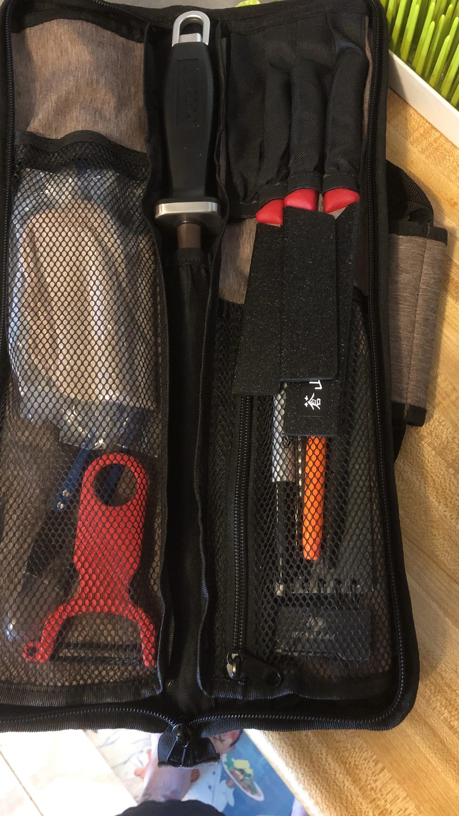 Asaya Chef Knife Roll Bag - 12-Pocket Chefs Case for Kitchen Knives and Utensils, Lightweight Stain-Resistant Waxed Nylon Chef Knife Bag - Knives Not Included (Black) customer photo 1
