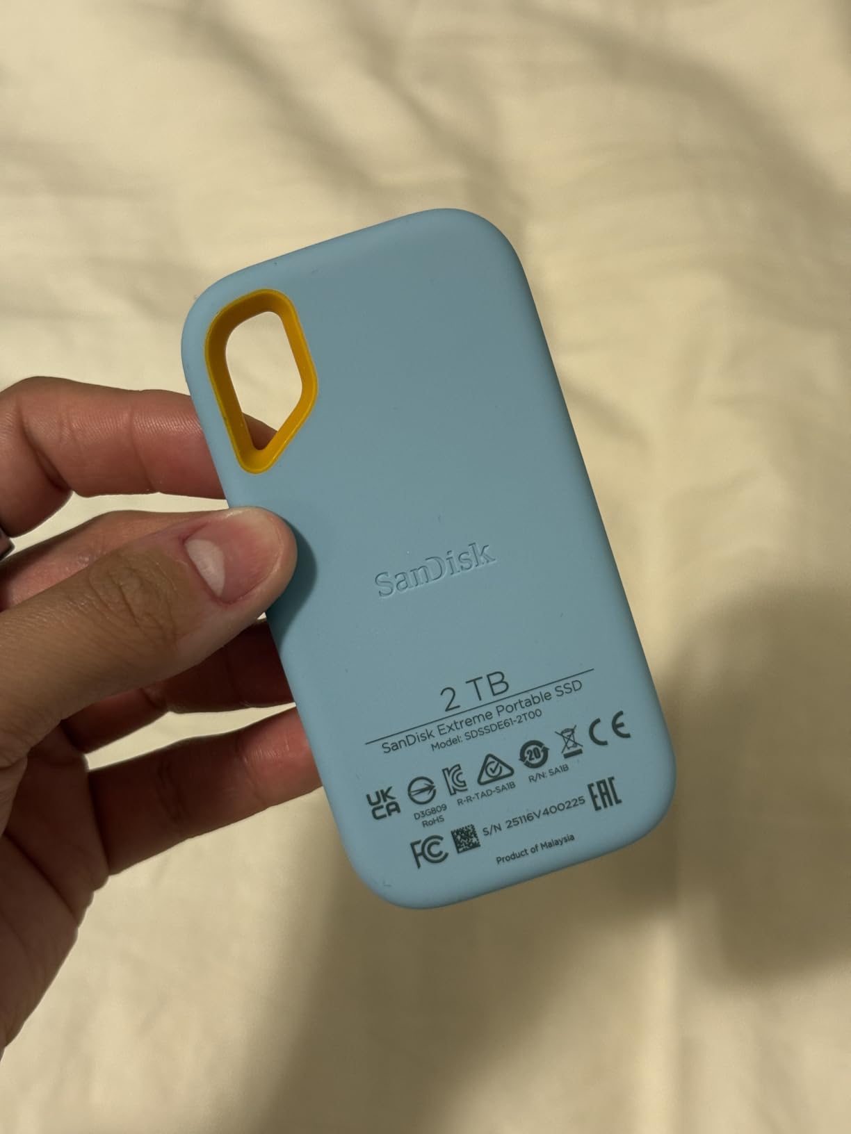 SANDISK 2TB Extreme Portable SSD (Old Model) - Up to 1050MB/s, USB-C, USB 3.2 Gen 2, IP65 Water and Dust Resistance, Updated Firmware - External Solid State Drive - SDSSDE61-2T00-G25 customer photo 1