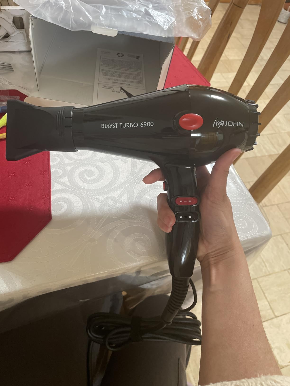 JOHN Hair Blow Dryer,Professional Salon Ionic 2200W,Blast Turbo 6900,Black | Salon Look Everyday | Fast Drying | More Shiny Less Frizz | 12 Month Warranty customer photo 1
