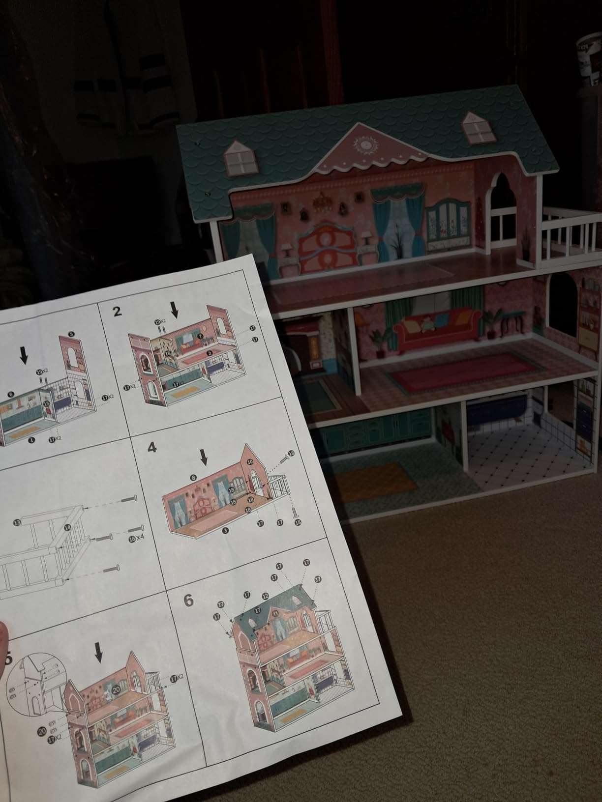 ROBUD Wooden Dollhouse for Kids Girls, Toy Gift for 3 4 5 6 Years Old, with Furniture Blue customer photo 2
