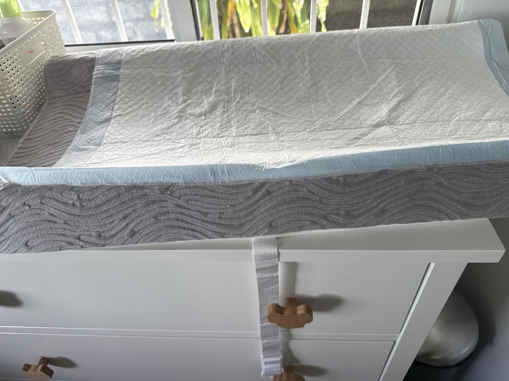Jool Baby Serenity Soft Changing Pad + Washable Cover, Non-Slip - Fits Standard Changing Tables & Dressers (Cloud Pattern, Gray) | Makes Changing Time Easier With Contoured Sides & Safety Strap customer photo 1