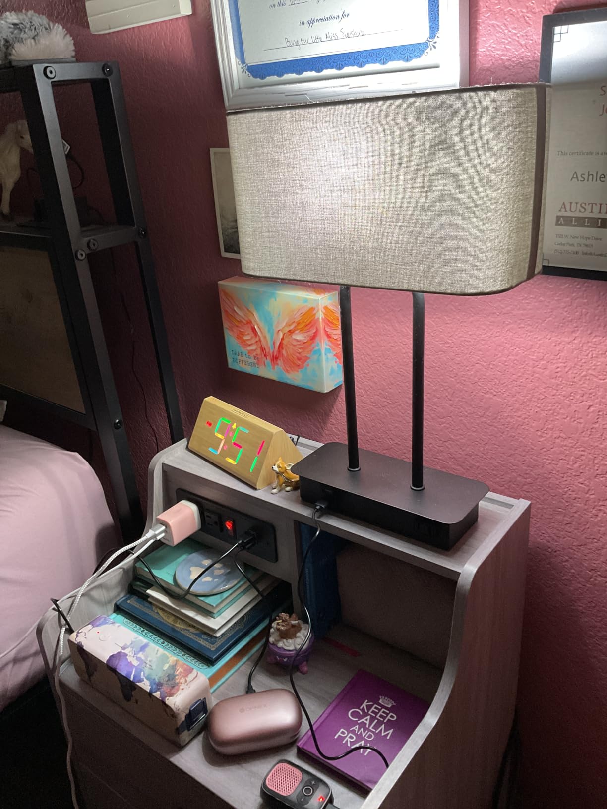 Bedside Touch Control Table Lamps, 3 Way Dimmable Nightstand Lamp | Dual USB Charging Ports 1 AC Outlet, Grey Fabric Shade, Desk Lamp for Bedroom Living Room with 5000K LED Bulb customer photo 2